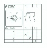 Nockenschalter 10A,Zentralbefestig.,Stufenschalter m. Nullstell.,3 Stufen,1-pol