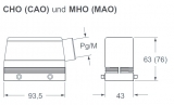 CAO 10.29, Tülleng.-für 2 Bügel-PG29-Kabelausg. seitlich-hohe Ausf.-Größe 57.27