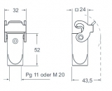 hood with 1 lever, size 21.21, top entry PG 11