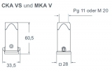 CKA 03 VS, Tüllengehäuse-für 1 Bügel-Kabelausg. gerade-Aludruckguss-21.21