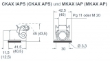 CKAX 03 IAPS, Anbaugehäuse-1 Edelstahlbügel-gewinkelt-m. Kabelausg.-Alu.druckguss-21.21