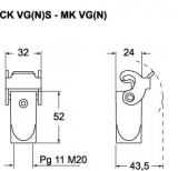 hood with 1 lever, size 21.21, top entry M20