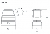 CQ 08 VA, Tüllengehäuse-Kunststoff-seitlich-Kabelausgang PG16-ohne Verschraubung