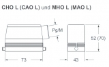 MHO 10 L20, Tüllengehäuse-für 1 Bügel-seitl. Kabelausg. M20-Größe 57.27