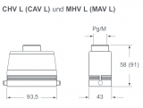 MHV 16 L32, Tüllengehäuse-für 1 Bügel-gerader Kabelausg. M32-Größe 77.27